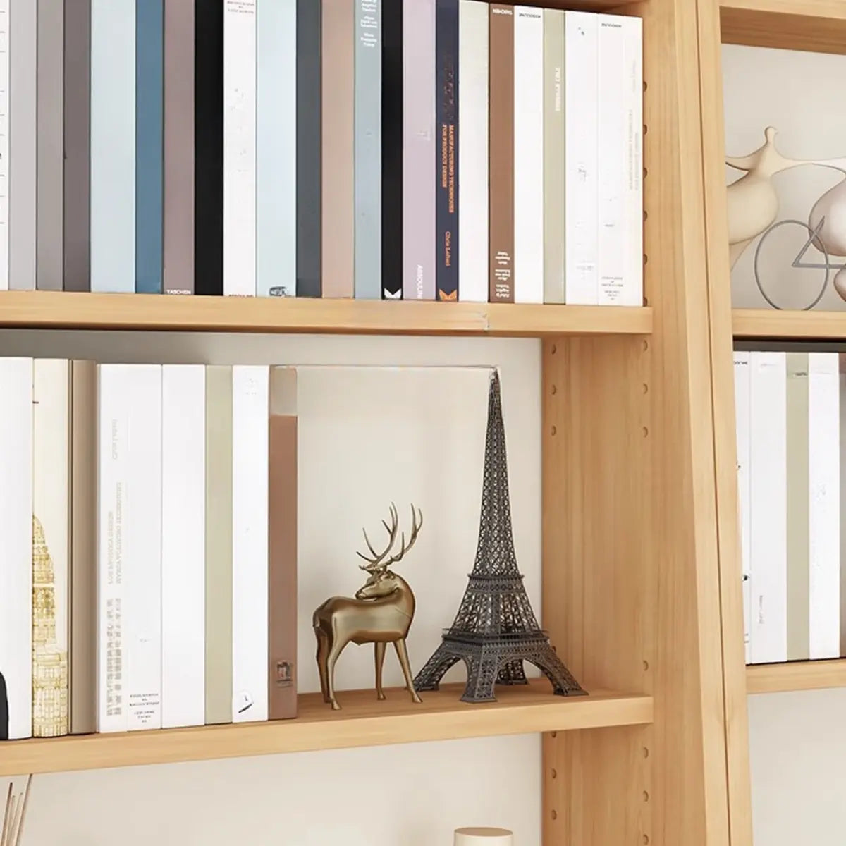 Simple Open Back Wood Narrow Library Display Bookcases Image - 9