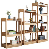 Simple Open-Back Wood Natural Finish Display Bookshelf Image - 10