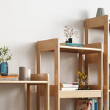 Simple Open-Back Wood Natural Finish Display Bookshelf Image - 11