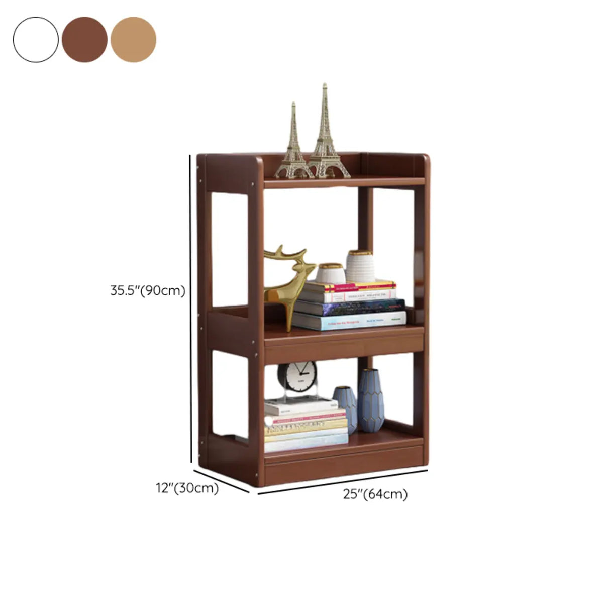 Simple Open-Back Wood Natural Finish Display Bookshelf 