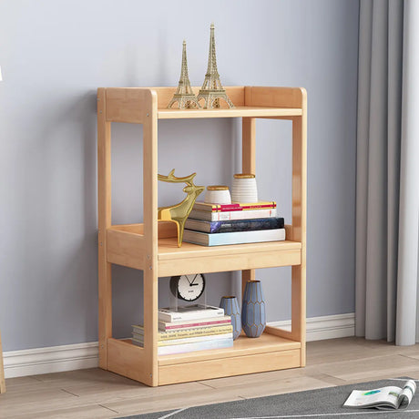 Simple Open-Back Wood Natural Finish Display Bookshelf Image - 2