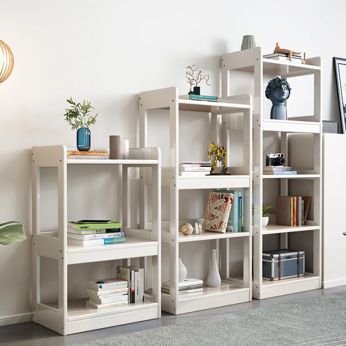Simple Open-Back Wood Natural Finish Display Bookshelf Image - 6