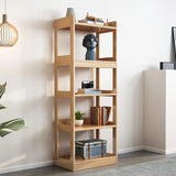 Simple Open-Back Wood Natural Finish Display Bookshelf Image - 8