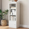 Simple Open Drawer Wood Narrow Bookcase White Image - 1