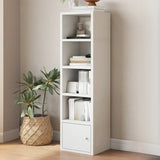 Simple Open Drawer Wood Narrow Bookcase White Image - 2