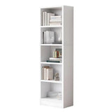 Simple Open Drawer Wood Narrow Bookcase White Image - 9