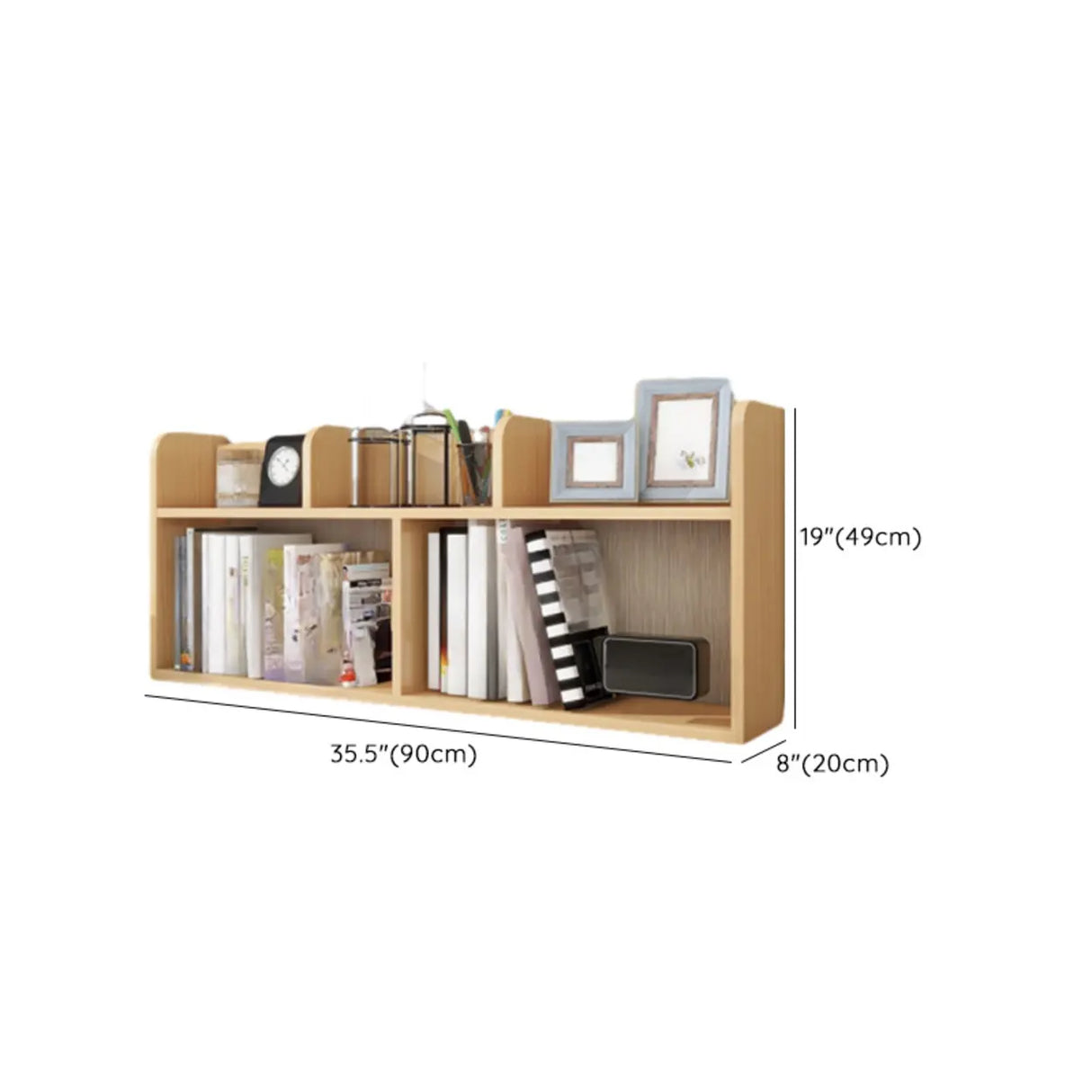 Simple Open Horizontal Sand Wood Open Rack Bookcase Image - 23
