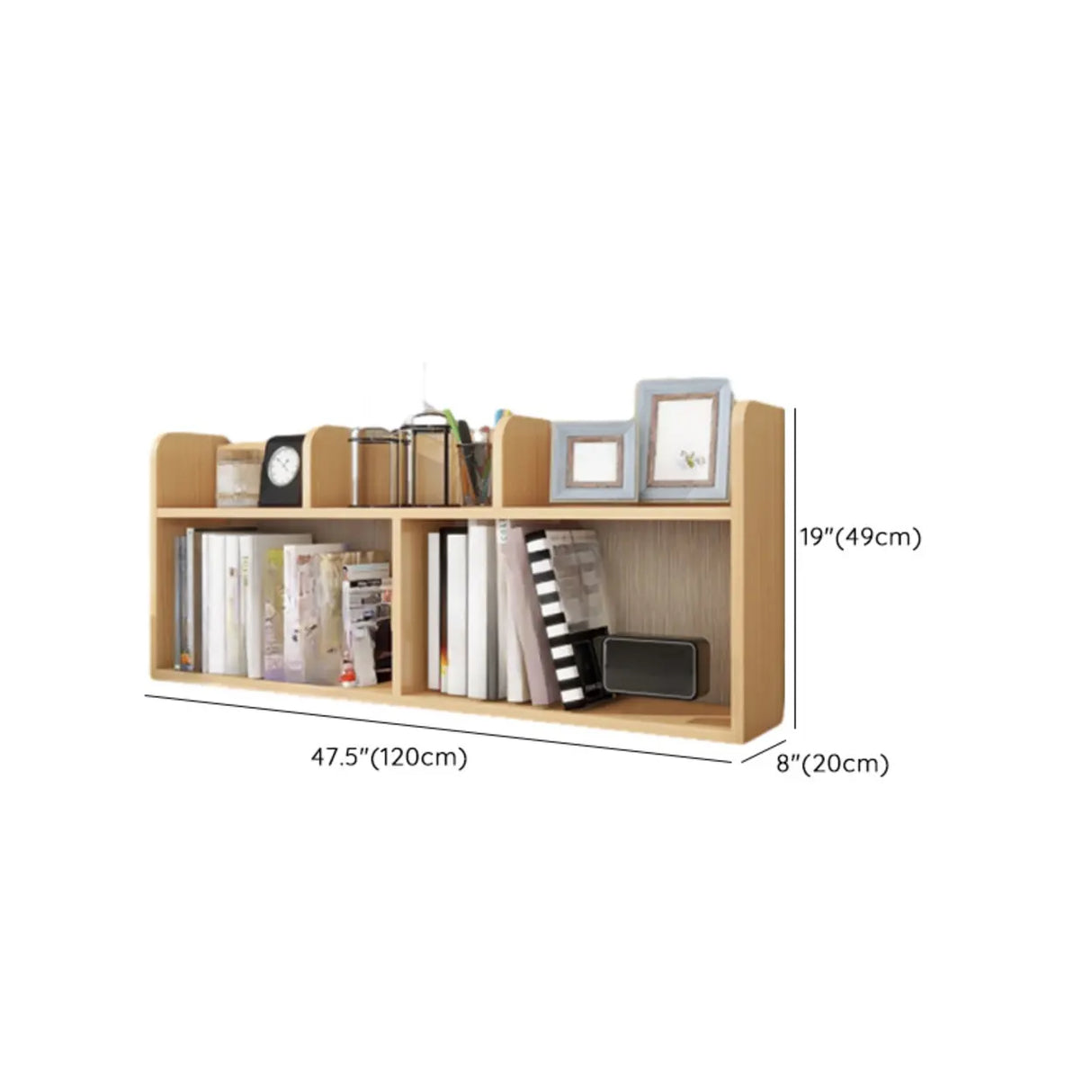 Simple Open Horizontal Sand Wood Open Rack Bookcase Image - 25