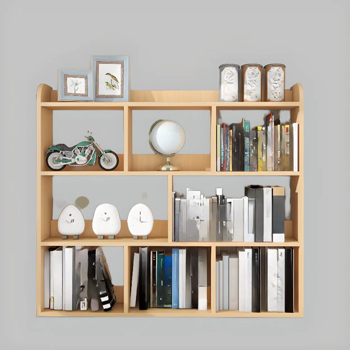 Simple Open Horizontal Sand Wood Open Rack Bookcase Image - 6