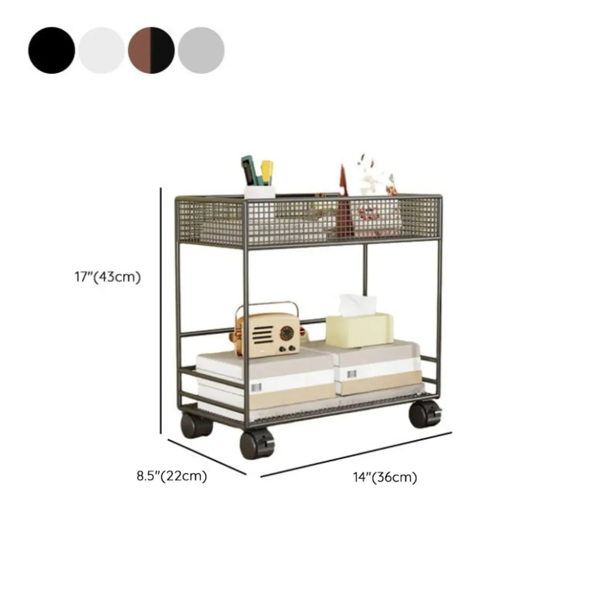 Simple Open Metal Mesh Sliding Display Bookshelf Car Image - 16