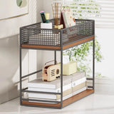 Simple Open Metal Mesh Sliding Display Bookshelf Car Image - 2