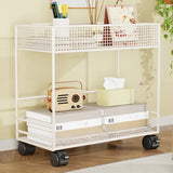 Simple Open Metal Mesh Sliding Display Bookshelf Car Image - 9