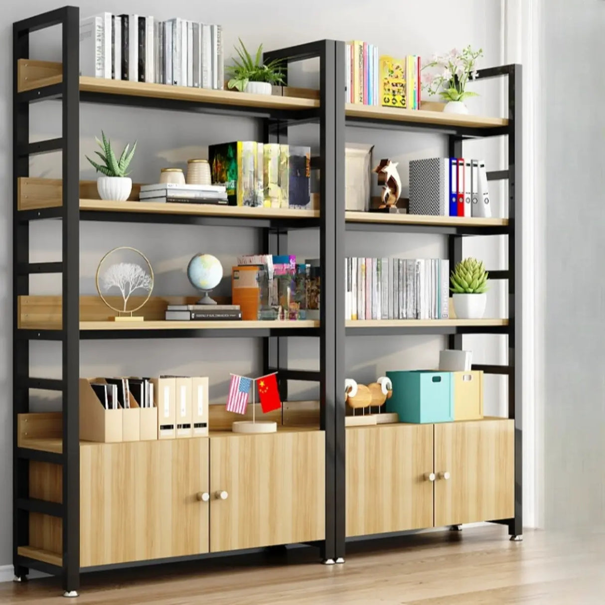 Simple Open Multi-Use Iron Etagere Storage Bookcase Image - 1