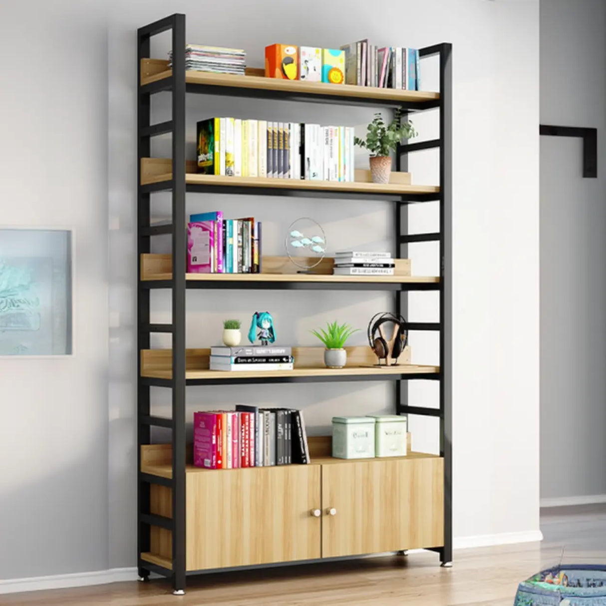 Simple Open Multi-Use Iron Etagere Storage Bookcase Image - 7