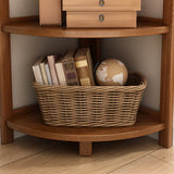 Simple Open Natural Bamboo Corner Shelf Stand Bookshelf Image - 10