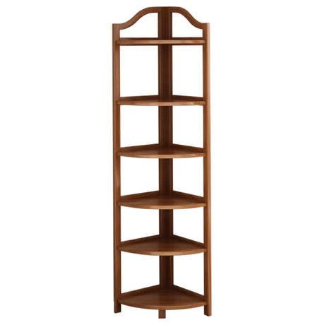 Simple Open Natural Bamboo Corner Shelf Stand Bookshelf Image - 2