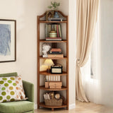 Simple Open Natural Bamboo Corner Shelf Stand Bookshelf Image - 5