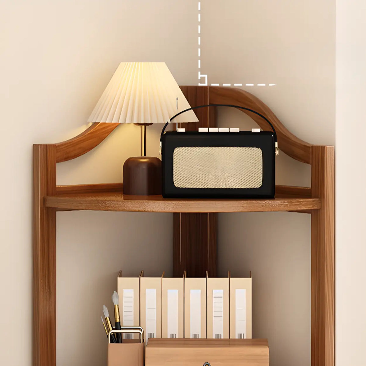 Simple Open Natural Bamboo Corner Shelf Stand Bookshelf Image - 7