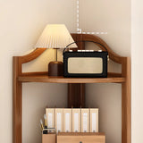 Simple Open Natural Bamboo Corner Shelf Stand Bookshelf Image - 7