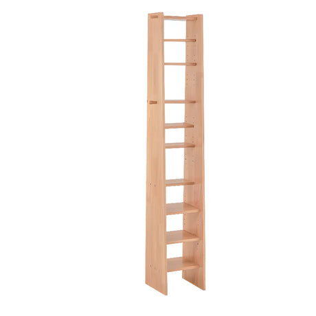 Simple Open Natural Color Ladder Storage Tall Bookshelf Image - 2