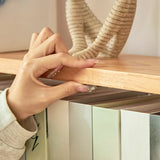 Simple Open Natural Color Ladder Storage Tall Bookshelf Image - 6