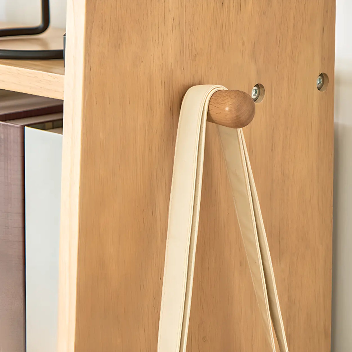 Simple Open Natural Color Ladder Storage Tall Bookshelf Image - 8