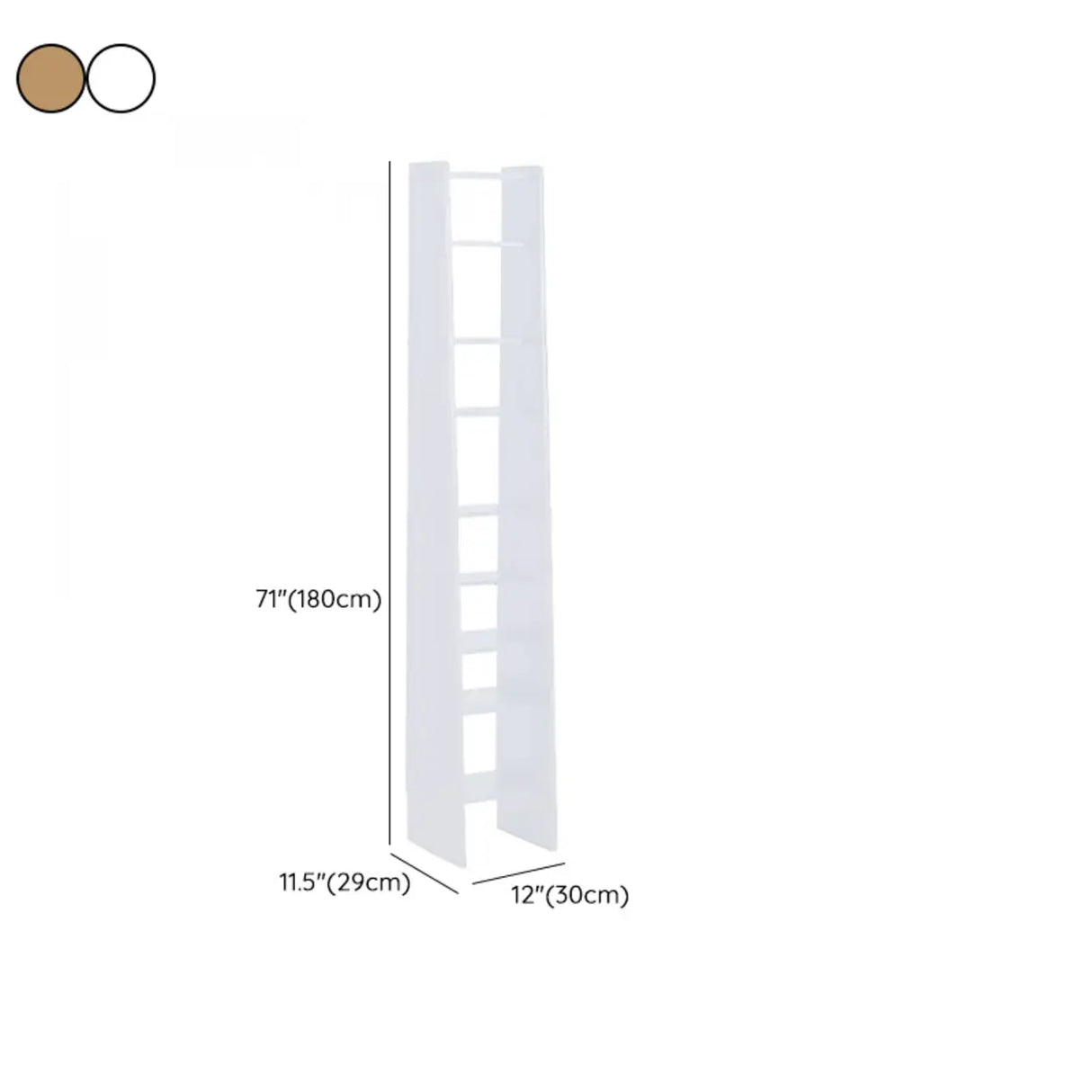 Simple Open Natural Color Ladder Storage Tall Bookshelf 