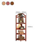 Simple Open Natural Wood Corner Shelf Stand Bookshelf Image - 24