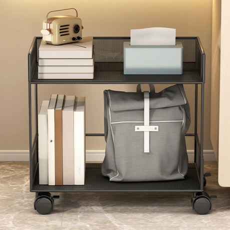 Simple Open Sliding Mesh Storage Rack Metal Bookcase Image - 1