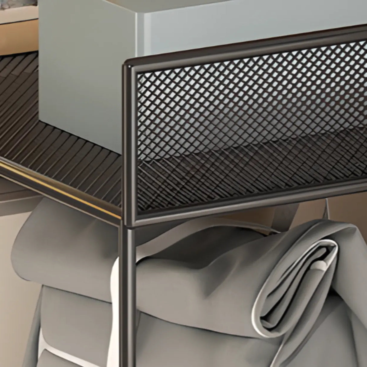 Simple Open Sliding Mesh Storage Rack Metal Bookcase Image - 22