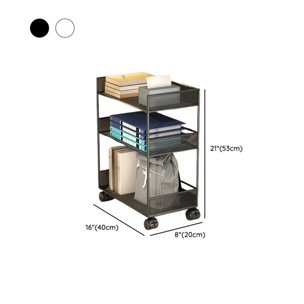 Simple Open Sliding Mesh Storage Rack Metal Bookcase Image - 25
