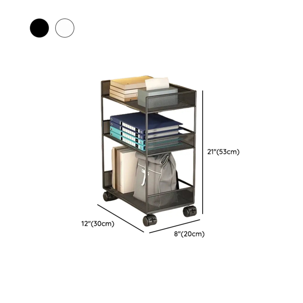 Simple Open Sliding Mesh Storage Rack Metal Bookcase Image - 26
