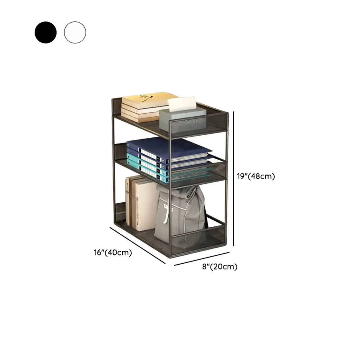 Simple Open Sliding Mesh Storage Rack Metal Bookcase Image - 29