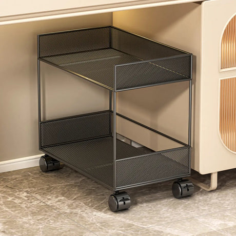 Simple Open Sliding Mesh Storage Rack Metal Bookcase Image - 2