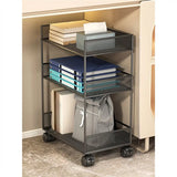 Simple Open Sliding Mesh Storage Rack Metal Bookcase Image - 5