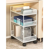 Simple Open Sliding Mesh Storage Rack Metal Bookcase Image - 9