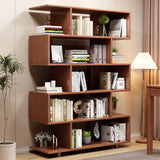Simple Open Vertical Natural Wood Display Bookcase Image - 2