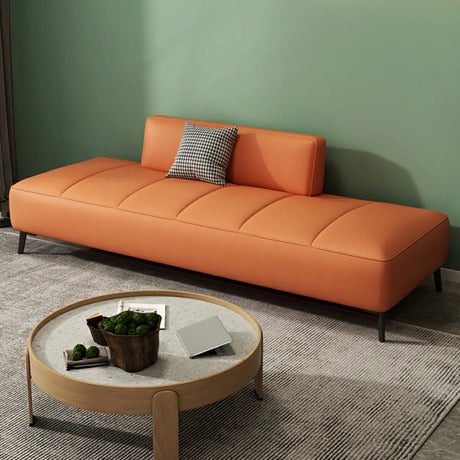 Simple Orange Anti Cat Scratch Leather Tight Back Sofa Image - 1