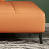 Simple Orange Anti Cat Scratch Leather Tight Back Sofa Image - 14