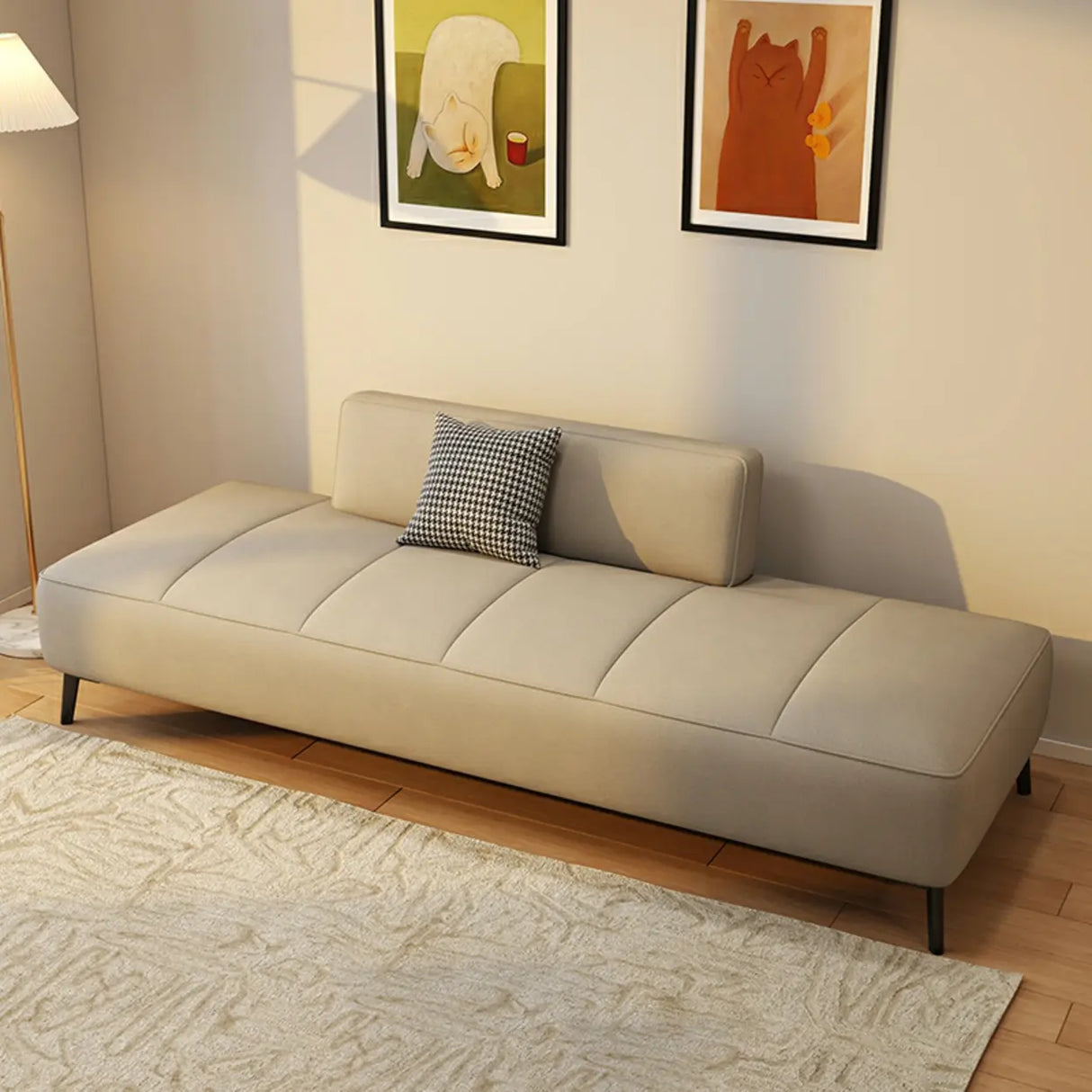 Simple Orange Anti Cat Scratch Leather Tight Back Sofa Image - 17