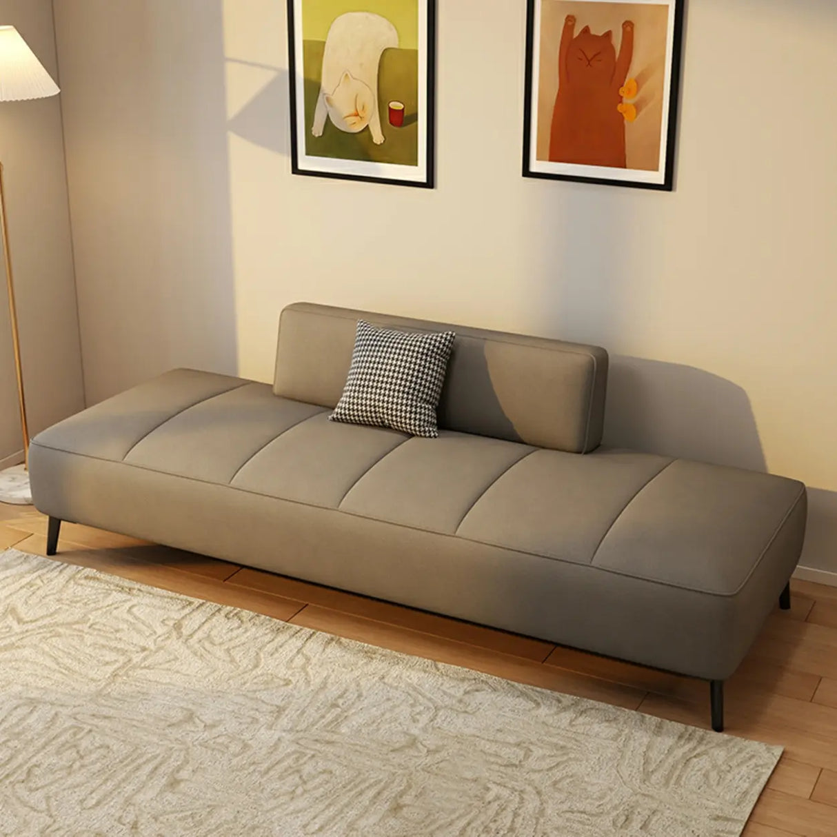 Simple Orange Anti Cat Scratch Leather Tight Back Sofa Image - 18