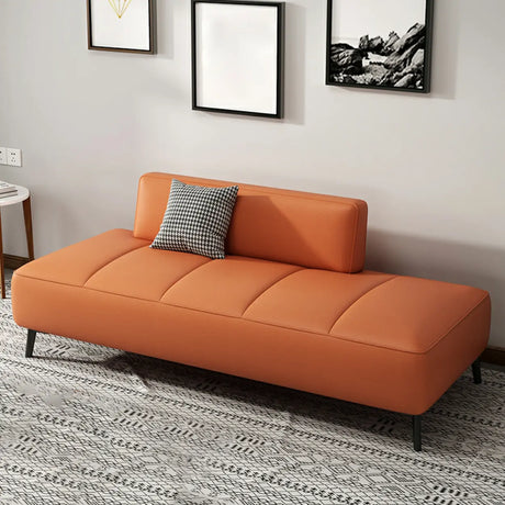 Simple Orange Anti Cat Scratch Leather Tight Back Sofa Image - 2