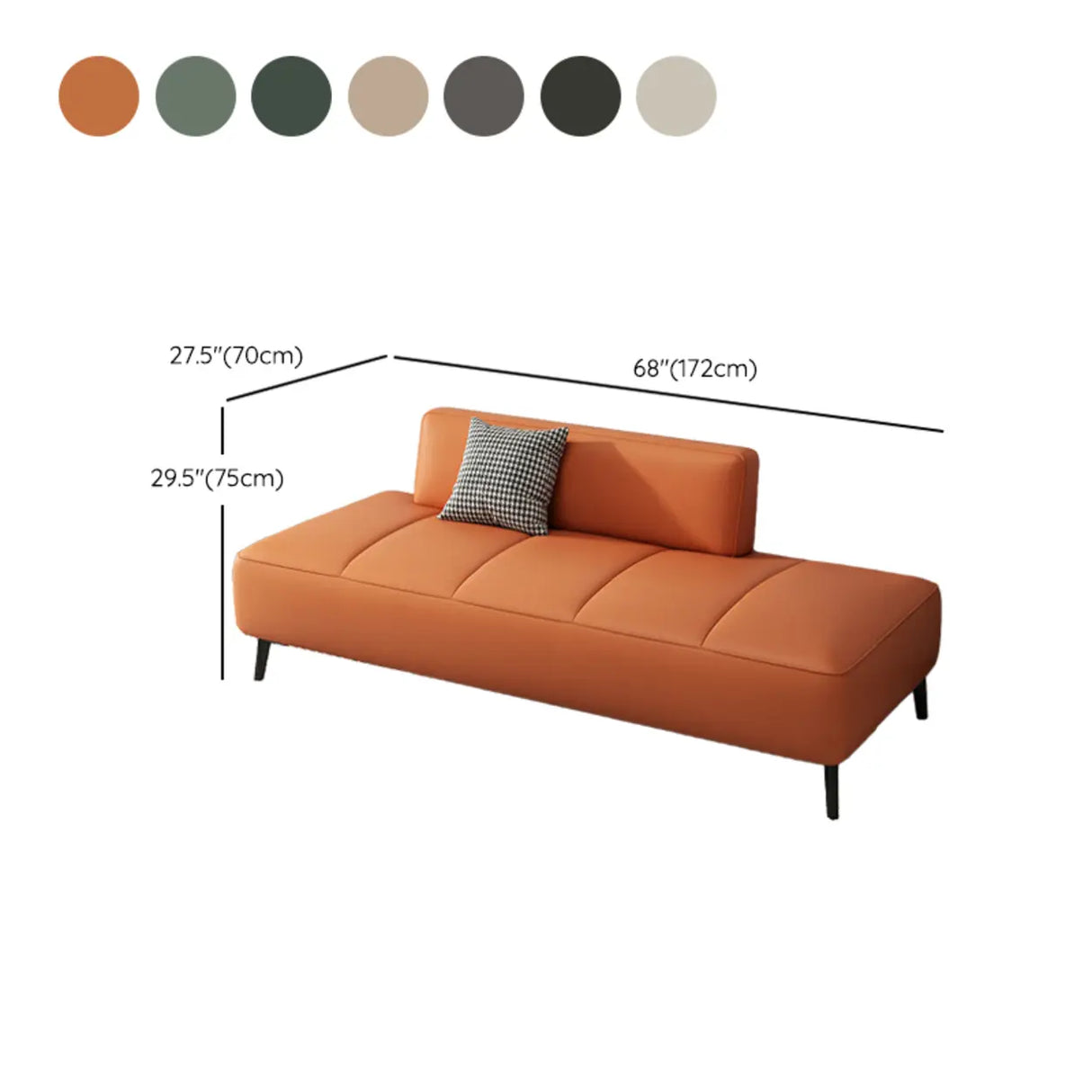 Simple Orange Anti Cat Scratch Leather Tight Back Sofa 