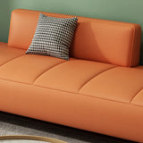 Simple Orange Anti Cat Scratch Leather Tight Back Sofa Image - 7