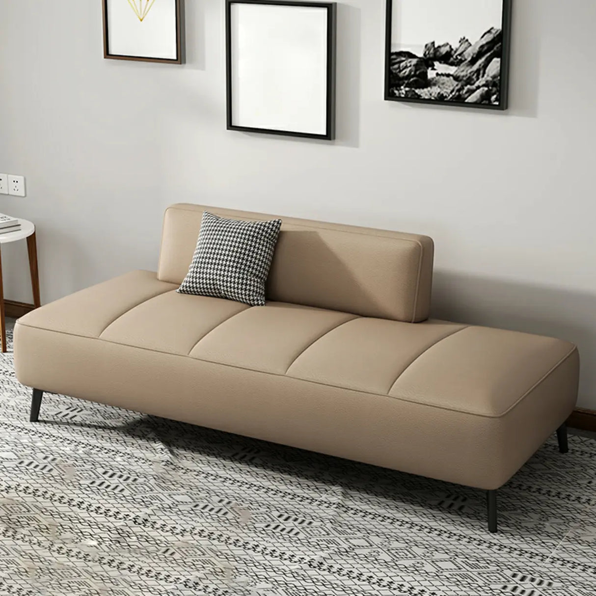 Simple Orange Anti Cat Scratch Leather Tight Back Sofa Image - 8