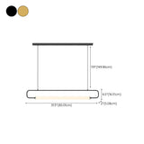 Simple Oval Adjustable Black Frame LED Pendant Light #size