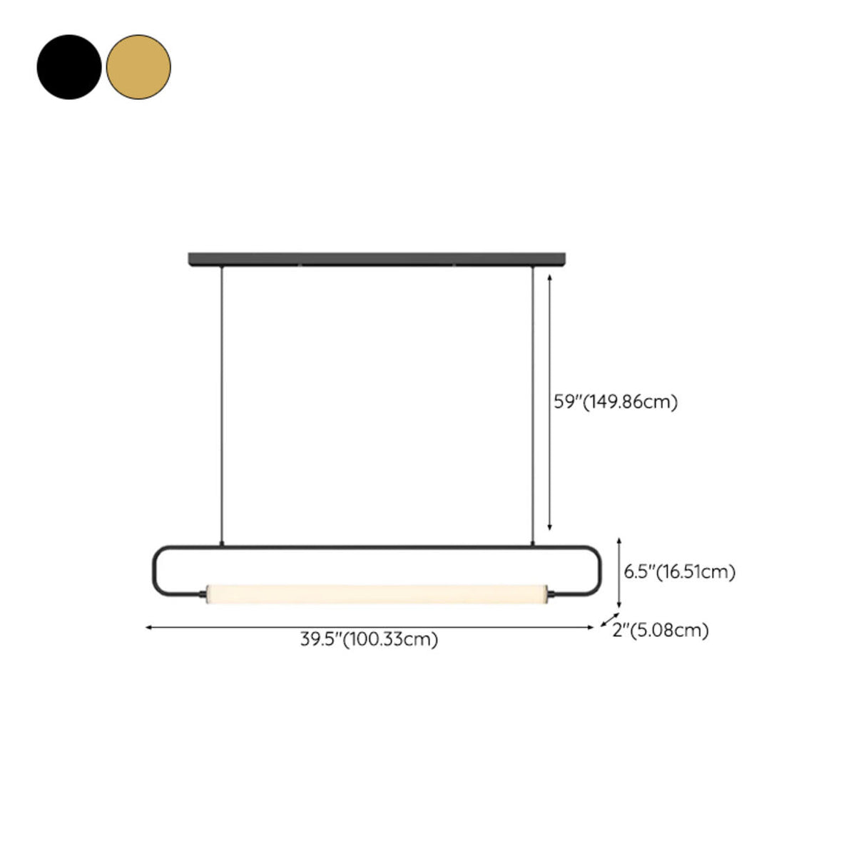 Simple Oval Adjustable Black Frame LED Pendant Light Image - 12