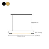 Simple Oval Adjustable Black Frame LED Pendant Light Image - 12