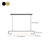 Simple Oval Adjustable Black Frame LED Pendant Light Image - 13