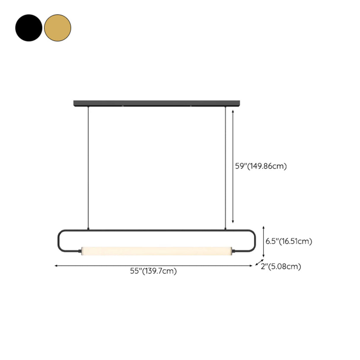 Simple Oval Adjustable Black Frame LED Pendant Light Image - 14